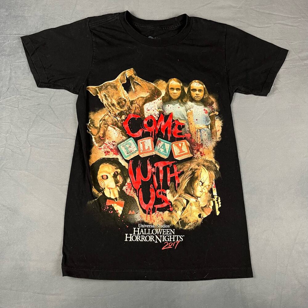 Halloween Horror Nights 2017 XS Shirt Come Play With Us Universal Studios M-01